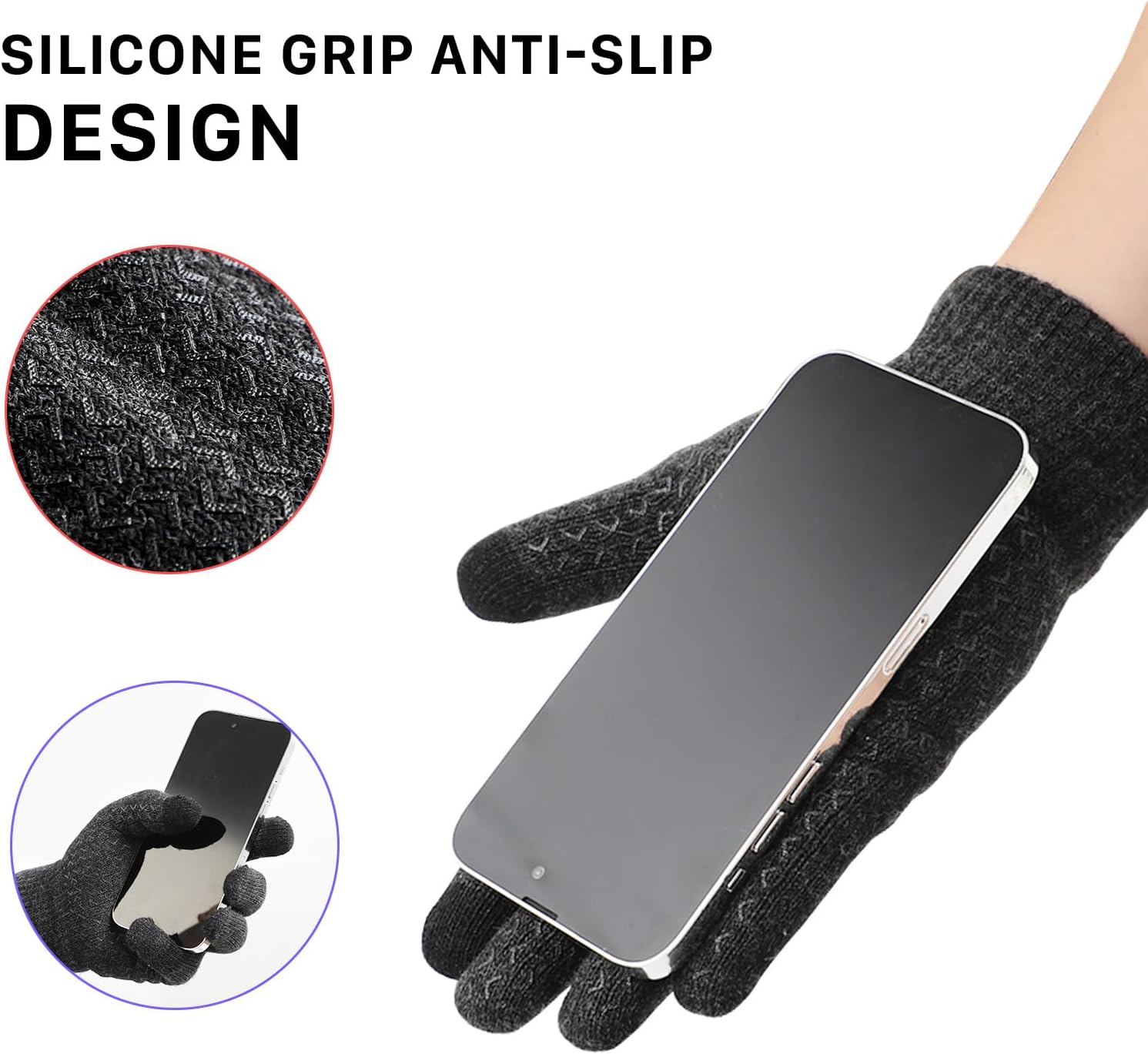 Premillow Winter Gloves - Gloves for Men Women, Wool Fleece Liner Gloves with Touchscreen, Warm Knit Gloves for Cold Weather - Image 5